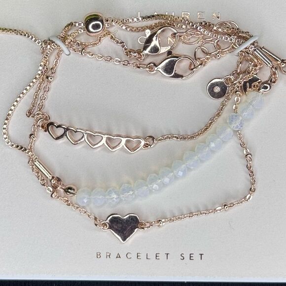 Lauren Conrad Set of 3 Rose Gold Tone Heart Bracelets - Picture 2 of 6